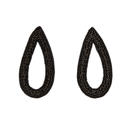 Black and silver teardrop earrings